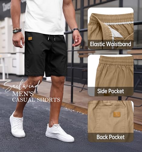 Sailwind Men's Casual 7" Shorts Elastic Waist Drawstring Summer Beach Twill Golf Short - Image 5