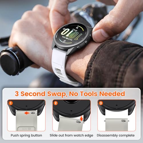 Correa de silicona compatible Garmin 20mm blanco/gris miniatura 6