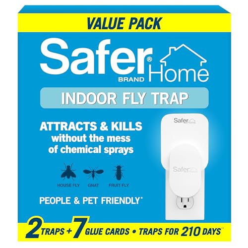 Safer Home Indoor Plug-in Fly Trap - SH502-2R7SR - Effective Fruit Fly Traps for Indoors, Gnat Traps for House Indoor, 400 Sq Ft Protection - Style: 2 Devices + 7 Glue Cards