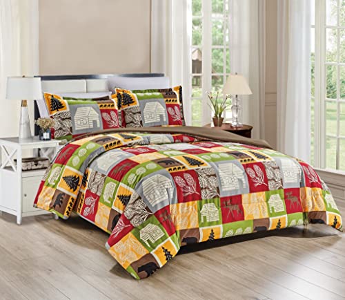Chezmoi Collection Juego de edredón impreso de microfibra de 3 piezas, tamaño King Cover