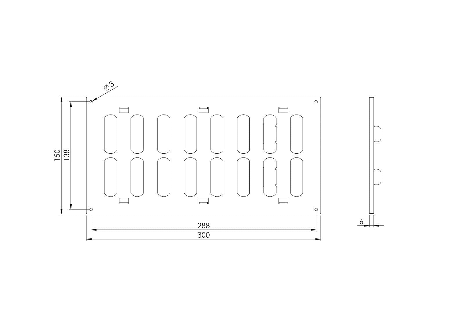 Metallo Nero Aeratore Griglia 300mm X Con Interruttore Piatto Louvre Tubo Cover - Foto 3