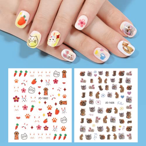 Tomicca Nail Stickers For Kids - Nail Art Stickers, 12 Sheets Cute Animals Nail Design Stickers, 3D Self-Adhesive Diy Nail Art Decoration Set For Girls #TOP7