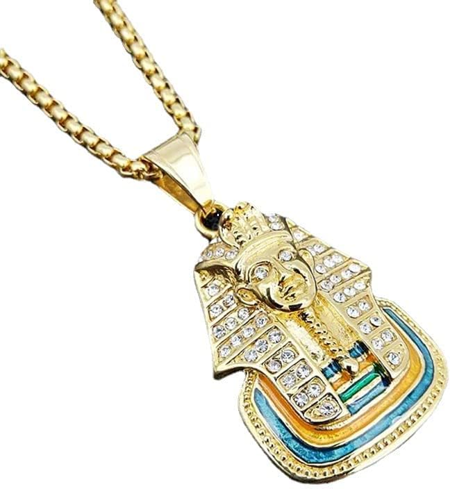 Mens Egypt Egyptian CZ Hip Hop Pharaoh Pendant Necklace Chain