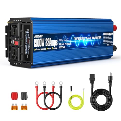 2000W Sump Pump Battery Backup System Uninterruptible Power Source Inverter with 10ms Auto Switches for Continuous Sump Pump Operation LCD Display 23A Fast Charging for Emergencies & Power Failures