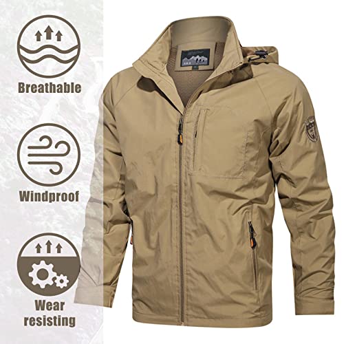 Men's Softshell Jacket with Hood Lined Windproof Outdoor Jackets Spring Autumn Coats for Hiking,Traveling2