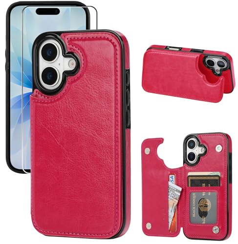 Étui portefeuille iPhone 17 rose chic avec porte-carte pour vos sorties