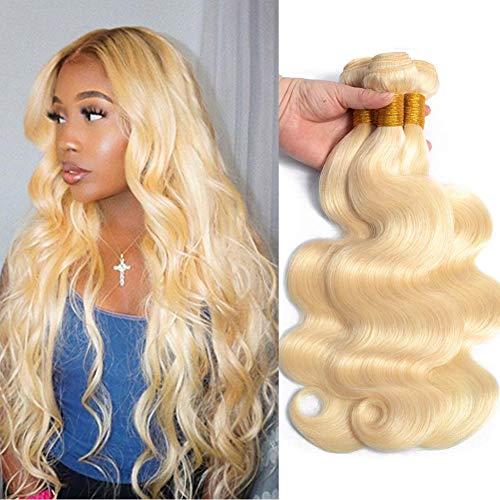 613 Honey Blonde Body Wave Bundles,Brazilian Virgin Body Wave Hair 3 Bundles Human Hair Extensions Light Color 22 24 26inch