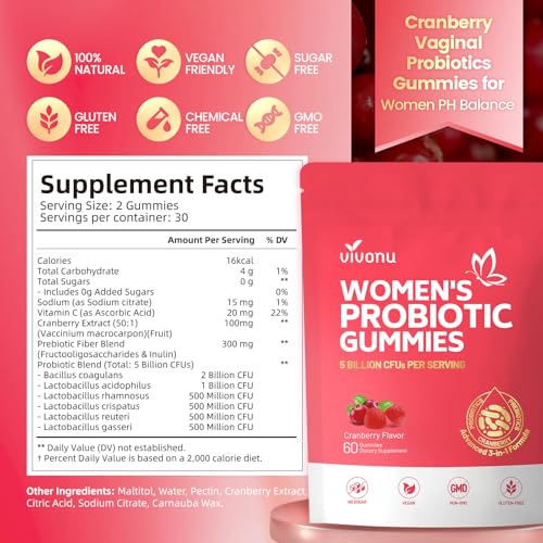 vivonu viginal probiotics for women women probiotic gummies feminine balance gummies prebiotic gummy cranberry probiotics for woman vaginigal health yeast ph balance 60 gummies