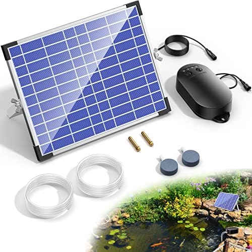 Top 5 Solar Pond Aerators That Will Transform Your Water Garden 3 NFESOLAR 15W Large Solar Pond Aerator, Solar Aerator for Ponds with 4400 mAh Battery Backup and 2 Air Outlets, Low Noise Solar Air Pump Outdoor for Koi Pond Fish Tank Hydroponics