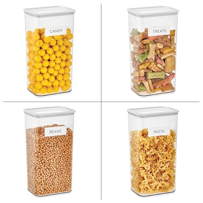 iDesign Extra Large Airtight Kitchen Canister with Peel 'N Place Erasable Label - Set of 2 - Clear/White