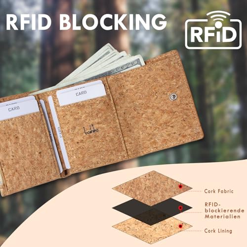 Image of boshiho Genuine Leather Bifold Chain Wallet for Men RFID Blocking | Heavy Duty Steel Anti-Theft Chain & 2 Zipper Coin Purse. Perfect for Bikers, Daily Commute, Gift for Dad /Husband