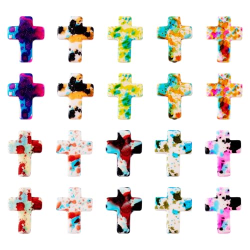 Spritewelry 100 Pcs Turquoise Cross Beads Colorful Stone Cross Charms Synthetic Turquoise Stone Beads Easter Cross Crucifix Charms for Easter Holiday Bracelet Necklace Jewelry Making by Spritewelry - Used condition - Image 8