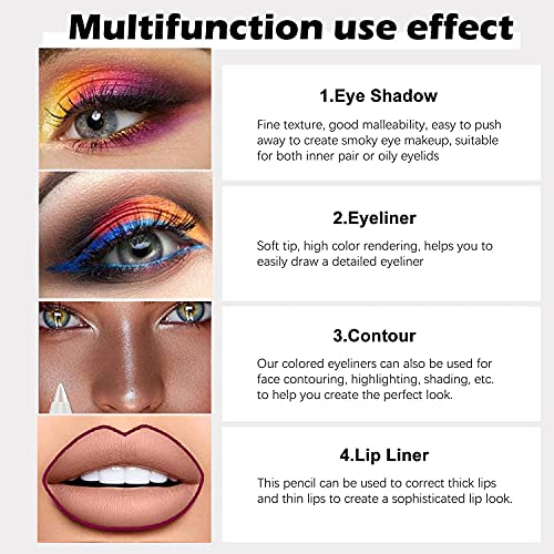 Evpct 6Pcs White Glitter Eyeliner Pencils Set Delineadores De Colores Para Ojos Lapiz Negro A Prueba De Agua Black Silver Blue Red Brown Metallic Colorful Liquid Eye Liners Waterproof thumb #4