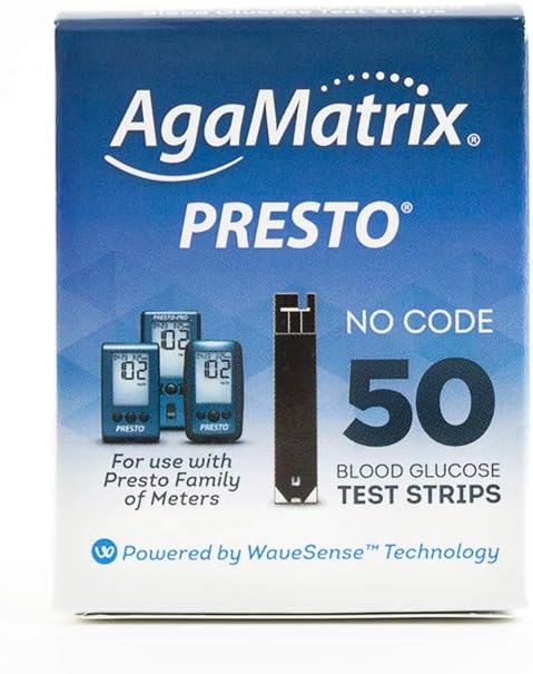AgaMatrix WaveSense Presto Test Strips, 50 Count Box