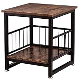 WAYTRIM Storage End Table, Industrial Side Table Mini Fridge Stand Fishtank Coffee Table with Large