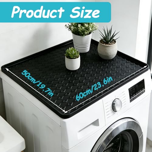 Image of 23.6 inchx19.7 inch Non-Slip Silicone Mat with Raised Edges for Washer, Leak-Proof Drip Tray, Fridge Mats & Water Cooler Mat, Under Sink Appliance Mat for Home Improvement & Kitchen(Black)