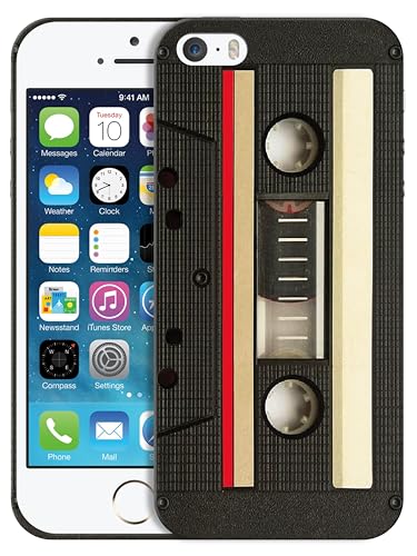 GlamCase for iPhone 5 / 5s / SE 2016, iPhone 5 / 5s / SE 2016 Case - Vintage Cassette Printed Cute Slim Fit Hard Plastic Designer Back Phone Case/Cover for iPhone 5 / 5s / SE 2016 White