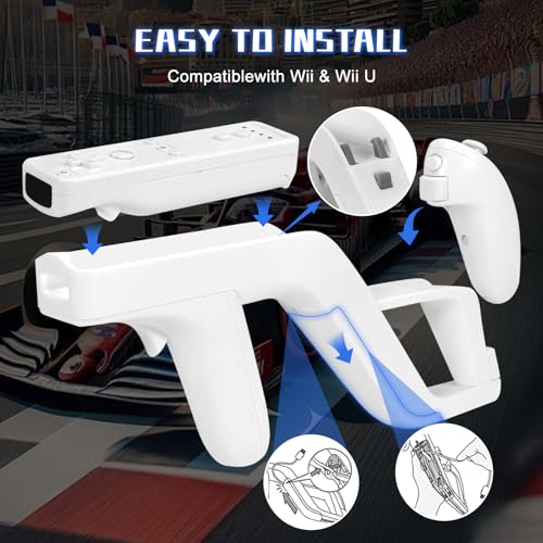 Image of GLCONN Wii Remote Controllers Shooting Game Wii u Zapper Gun Grip-Wii & Wii U Remote Game Suitable Hunting Guns for Wii Accessories,White,2 Pack