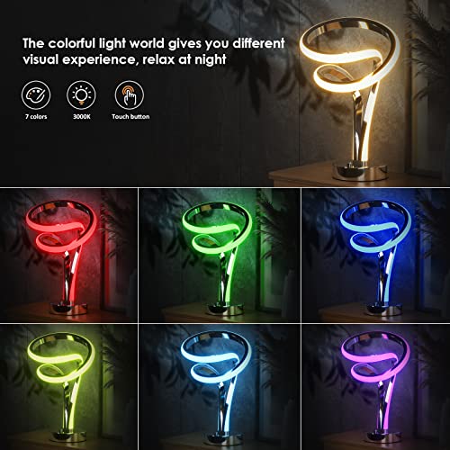 Airnasa Modern Spiral Rgb Table Lamp, Touch Dimmable Led Nightstand Lamp, 10 Light Modes Bedroom Lamp, Unique Lamps For Home Decor Living Room Bedroom Office, Cool Lamps For Ideal Gift #TOP2