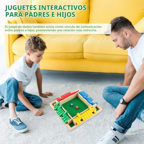 Miniatura 6 de Actoys Shut The Box, Juego De Mesa, Cierra La Caja Juego Con 2 Dados, Shut The Box Board Game Para 4 Jugadores, Juego De Mesa Clásico, Juego De Matemáticas Para Niños Y Adultos-C