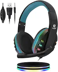 Headset Gamer B-MAX BM216, Fone De Ouvido Gamer Compativel com Ps4 Pc Video Game P2 com LED RGB (Azul)