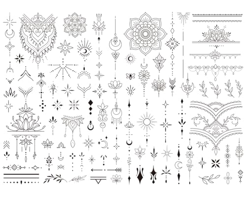 Sugeru 4 Bögen Temporäre Tattoos 2 Wochen, Fake Tattoos mit Coole Motive, Klebetattoos Erwachsene mit Welle, Wasserfeste Tattoo für Sommerparty, Strandparty, Fake Klebetattoos für Frauen Mann (D2)