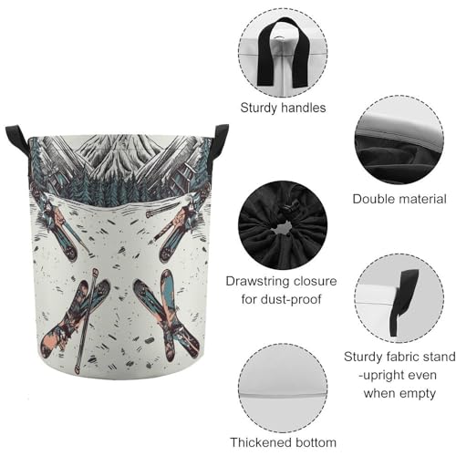 Panier à linge pliable poignées longues pour ranger le ski et les jouets