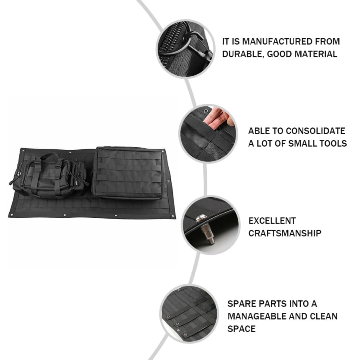 Bolsa en Nylon de Almacenamiento para Puerta Trasera de Coche Negro Excelente Acabado y Detalles Delicados y Organización para Uso Prolongado en Furgonetas Camper