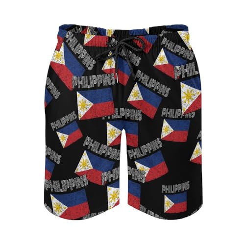 Philippines Vintage Flag Men's Board Shorts with Mesh Liner Quick Dry Swim Trunks Casual Beach Short Pants2