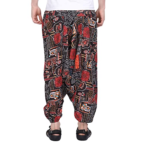 Image of Whitewhale Men's Cotton Solid Harem Pants Yoga Trousers Hippie Pant