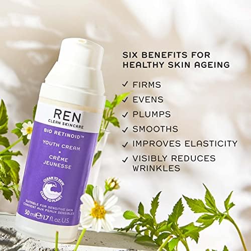 REN Clean Skincare Bio Retinoid Youth | Firms, Moisturises & Nourishes to Reduce Fine Lines and Wrinkles | Plant-Derived Alternative to Retinol | Suitable for Sensitive Skin | Vegan & Cruelty Free