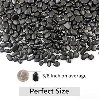 YISZM 2LB Succulent and Cactus Black Pebbles, 3/8 Inch Natural Decorative Polished Stones, River Rocks for Indoor Plants, Vases, Planters and Outdoor Gardening
