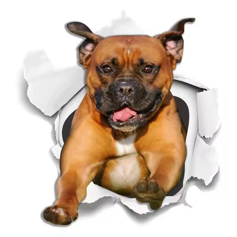 TIZIKJ 3D American Staffordshire Terrier Autoaufkleber, Reflektierendes PVC, Wasserfest, Lustige Haustier Hund Aufkleber für Auto, Kühlschrank, Laptop ((15cm/5.91inch))