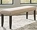 Signature Design by Ashley Rokane Farmhouse Upholstered Dining Bench with Nailhead Trim, Light Brown