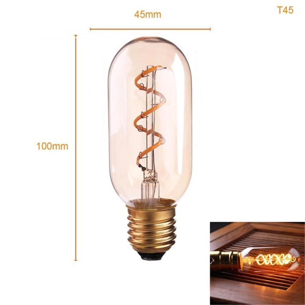 YSJX lighting, Paquete de 20 bombillas LED esféricas AC220V E27 3 W S14/ST45/T45 amarillo cálido 2200 K luz flexible fuente de luz decorativa retro Bombillas para el hogar(G45 3W)
