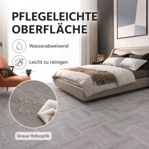 CYEER Lot de 40 Dalles PVC Autocollantes Sol 30x30 cm - Revêtement Vinyle Aspect Bois Gris (3,6 m²) - Épaisseur 1,3 mm - Sol Adhésif Étanche pour Cuisine, Salle de Bain et Rénovation DIY – vue 3