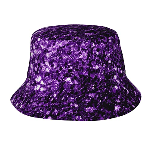 Bucket Hat For Women Washed Packable Summer Beach Sun Hats Mens Womens Beautiful Dark Purple Glitter Sparkles Bucket Hat For Travel #TOP24