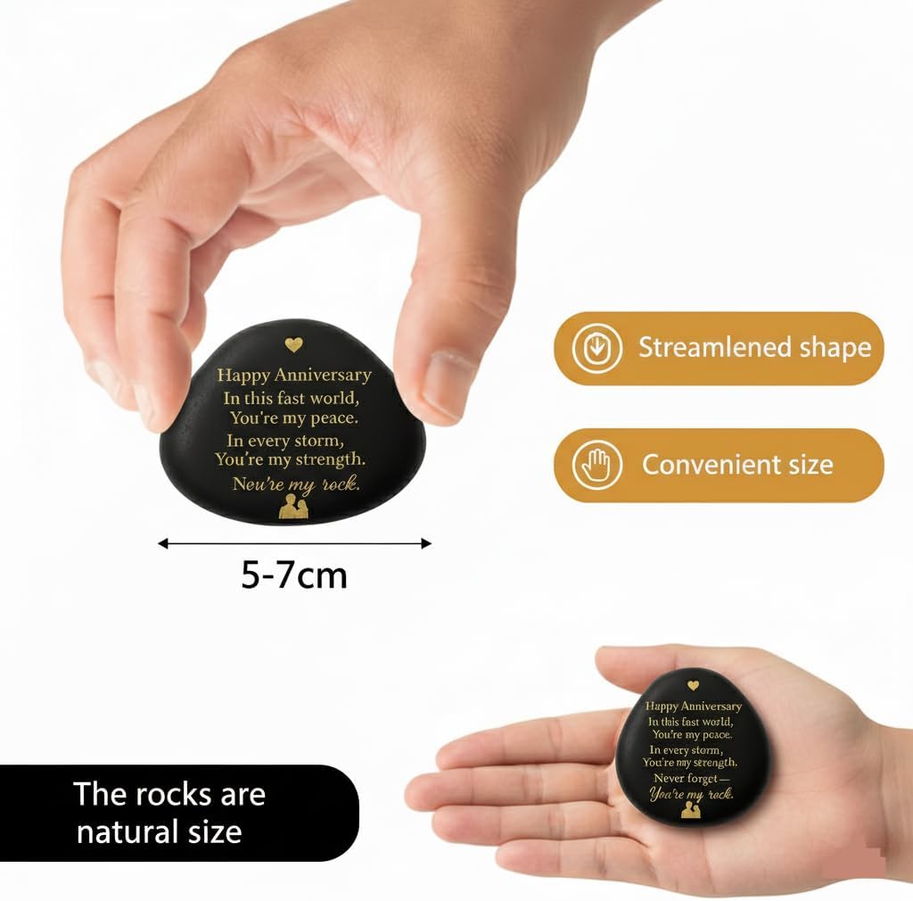 You are My Rock Engraved Decorative Stone for Him & Her Wedding, Couple Keepsake, Home Desk Décor - Image 4