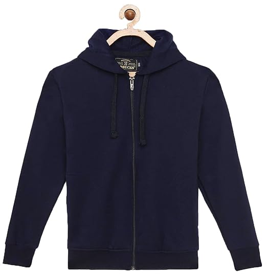 ADBUCKS Girls Rich Cotton Full Sleeves Zipper Jacket with Hoodies (Plus Size Also Available) (9-10 Years, Blue)
