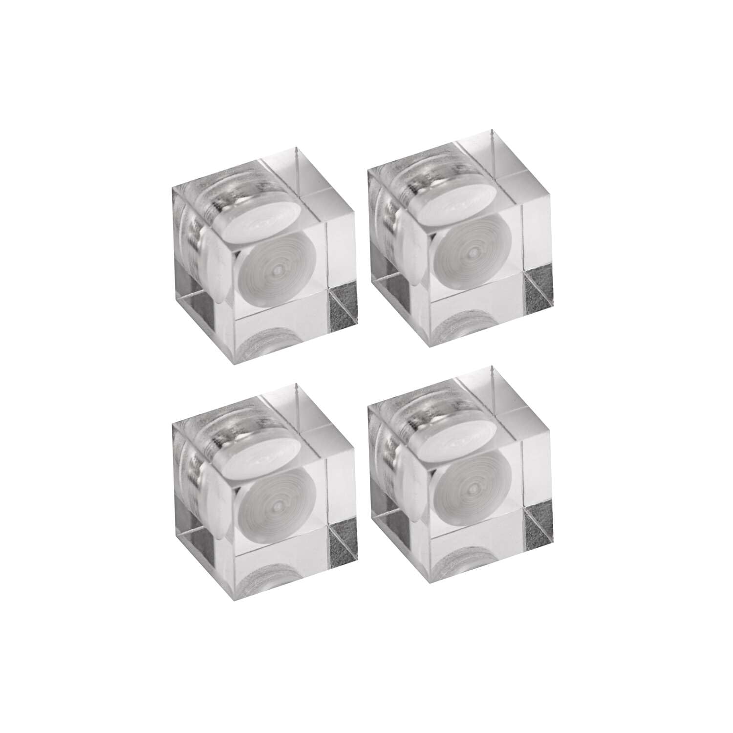 MAUL Acrylic Magnetic Cubes for Meeting Rooms and Office, Crystal Clear, 1.5 x 1.5 cm, Pack of 4, Neodymium Magnets