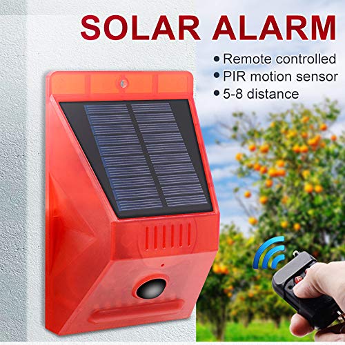 Chunhee Solar Strobe Light With Remote Controller Motion Detector Outdoor Alarm Light 129Db Sound Security Siren Light Ip65 Waterproof Protected For Your Home,Villa,Baren,Farm,Yard,4 Pack #TOP1