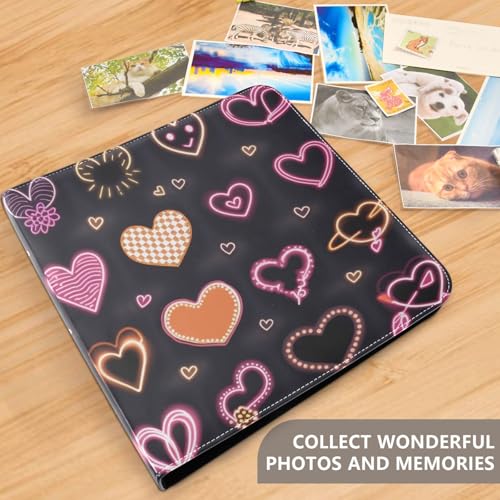 Álbum de fotos adhesivo DIY scrapbook con tapa de cuero PU, diseño de corazones, 3 anillas, 40 páginas, 11.8 x 11.2 pulgadas miniatura 5