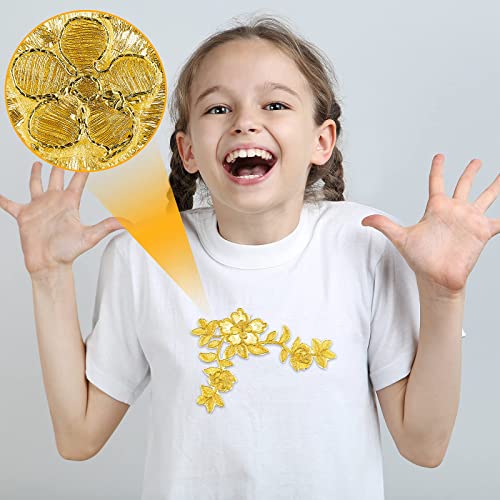 10 Pieces Gold Flower Embroidery Patch Sewing Craft Decoration Fabric Gold Lace Patch Embroidered Appliques Patches For Crafting Wedding Prom Dress Jeans Clothes #TOP4