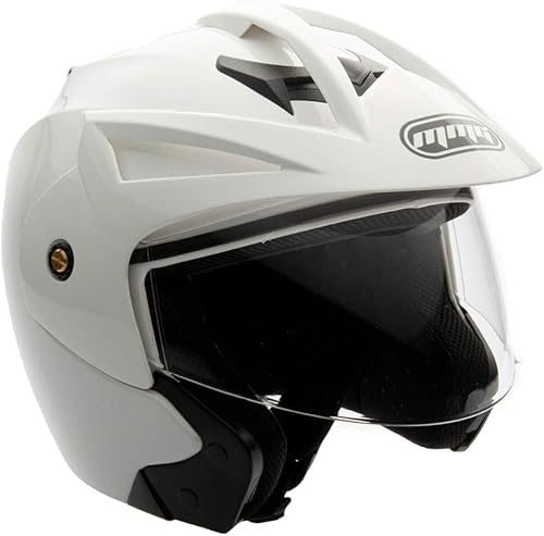 MMG - Casco abierto para motocicleta - DOT - uso legal en carretera  Visera transparente abatible, Blanco, M