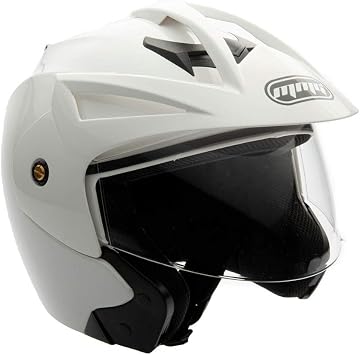 MMG Open Face Motorcycle Helmet, Scooter/Moped/Street, Shiny White, Large