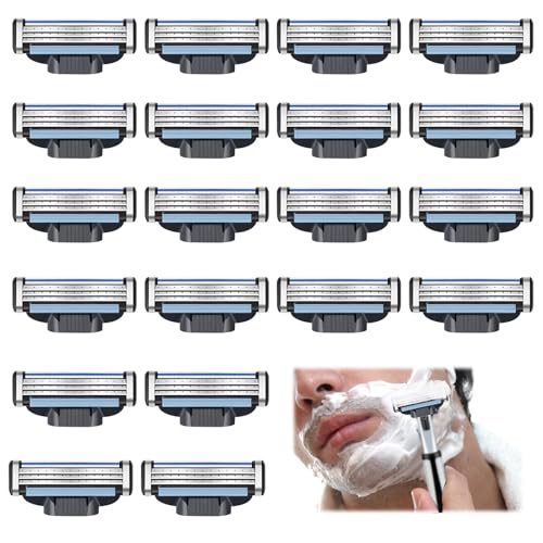 20pcs Cuchillas de Afeitar Maquinilla de Afeitar Hombre cuchillas de afeitar manuales Cuchillas de Recambio Turbo Recambios para Padre Esposo Hermano Novios