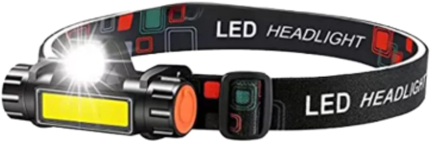 Lanterna De Cabeça Led Potente Recarregável USB e À Prova D'Água 4 Modos de Iluminação Ajustável Para Uso em Acampamento Trilha Pesca Corrida Ciclismo Premium [VALUANCE]