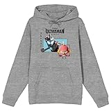 Bioworld Ultraman: Rising Emi & Ultraman Adult Gray Heather Long Sleeve Hooded Sweatshirt-XL