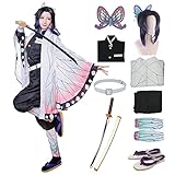 Nhorrobat Full Set Halloween Costume Kochou Shinobu Party Role Cosplay Costume Kimono Outfit W/Shoes Wig Sword