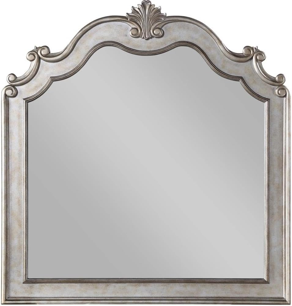 Acme Esteban Wooden Mirror with Arched Top in Silver